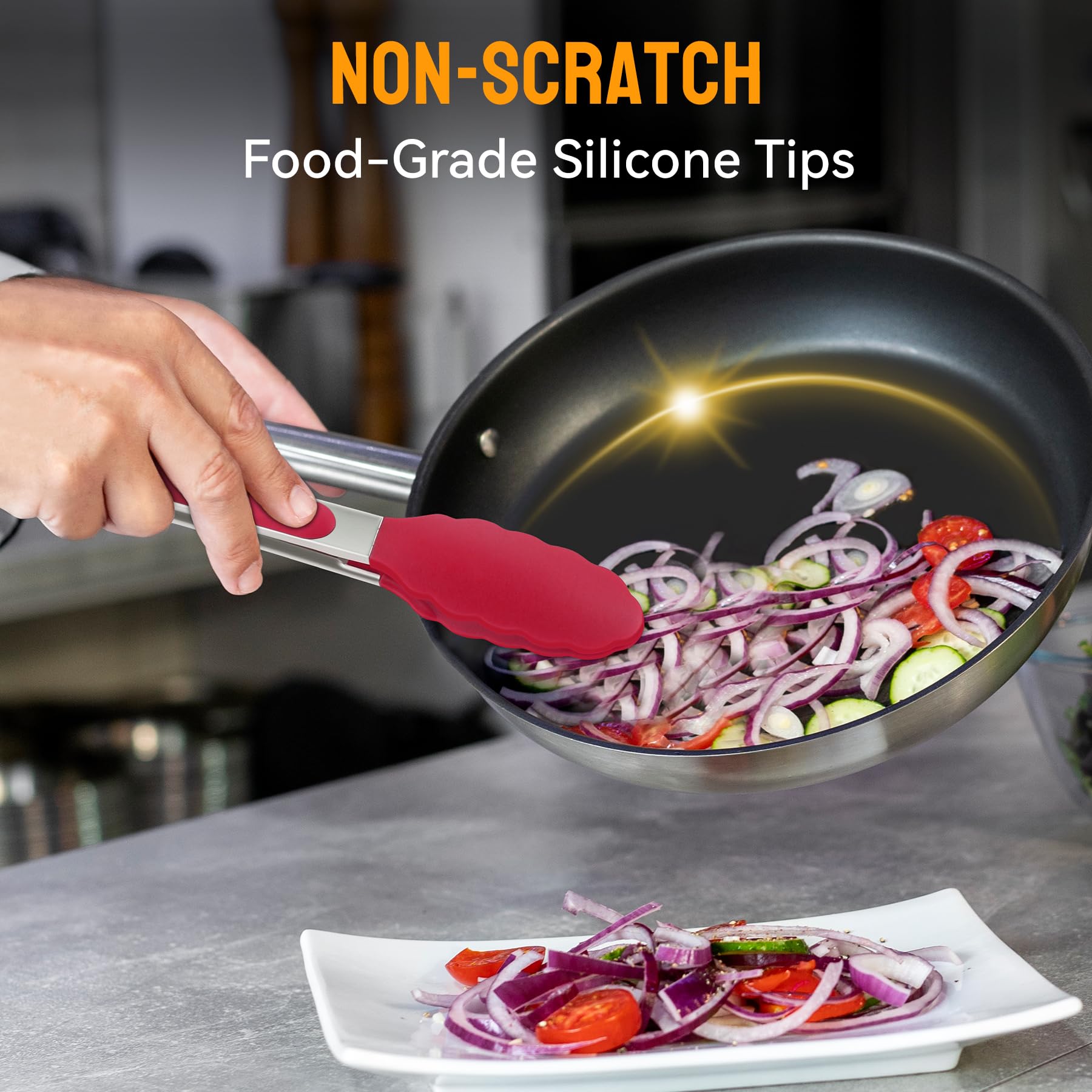 Non-slip handle on HOTEC tongs for secure grip