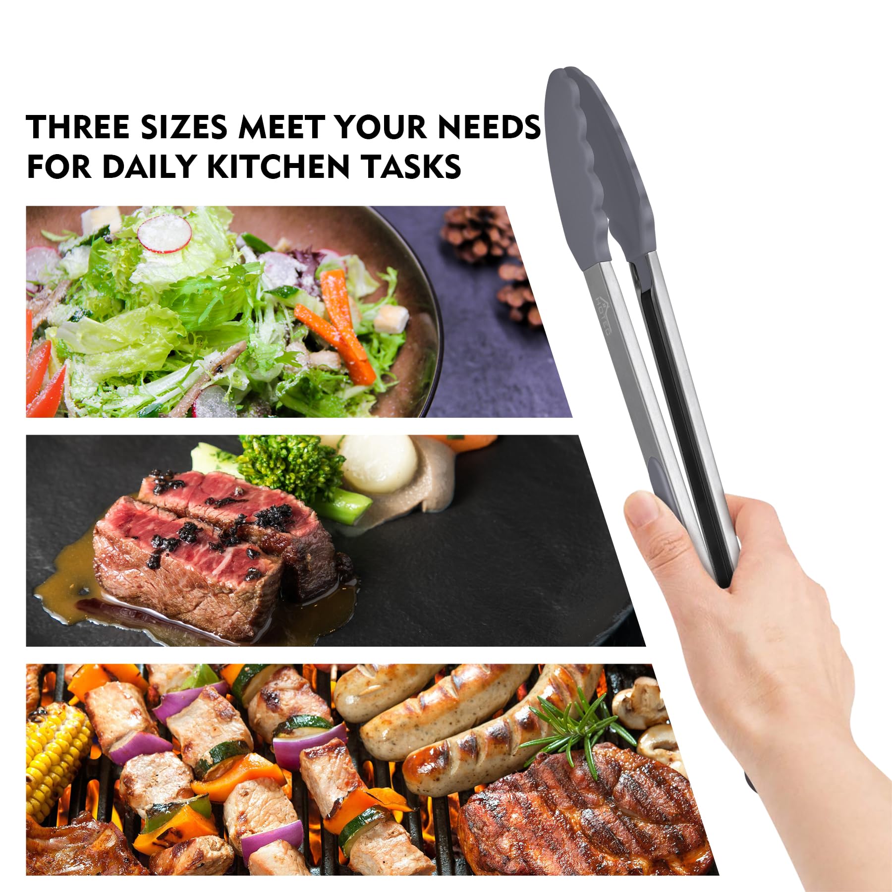 HOTEC tongs suitable for serving salad and roast with precision