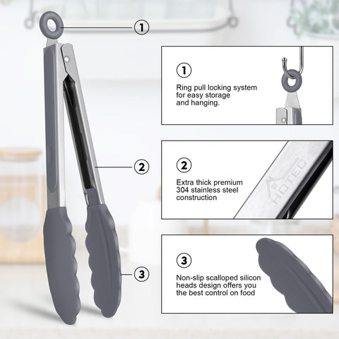 HOTEC silicone tips resist heat and protect cookware during flipping