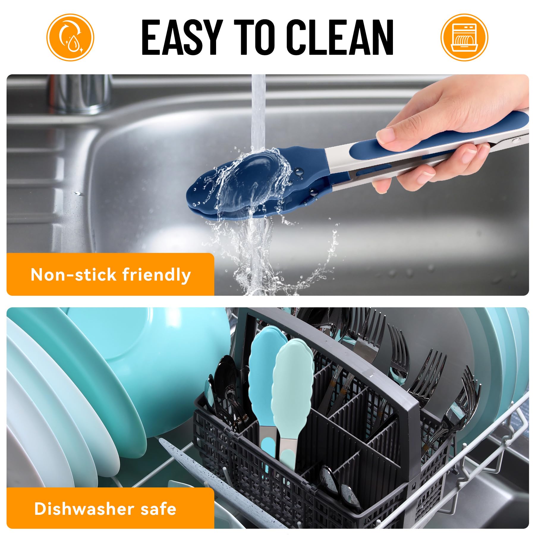 Hotec silicone tongs with heat resistant tips for cooking