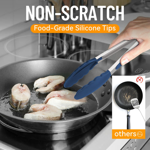 Hotec gradient blue tongs with locking storage for space saving