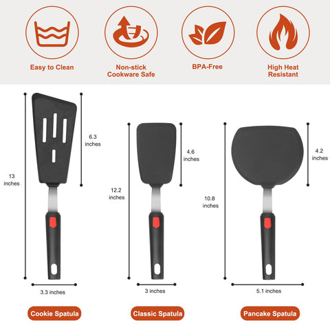 Hotec silicone spatula long classic ergonomic grip for comfortable cooking sessions