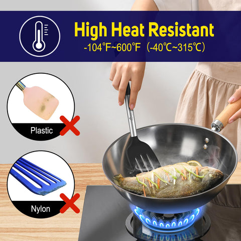 HOTEC silicone spatula gentle on nonstick surfaces and prevents scratches