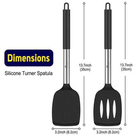 HOTEC slotted silicone spatula drains liquids while flipping in the pan