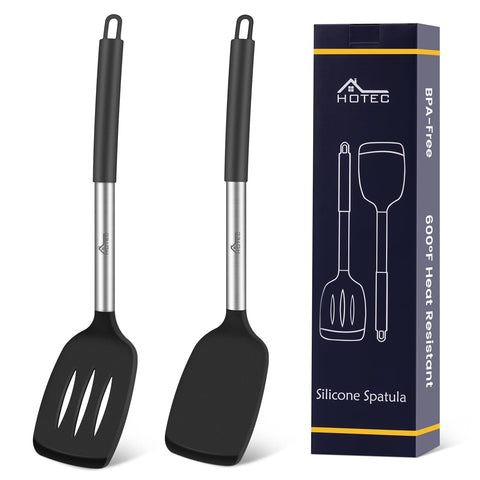 HOTEC solid silicone spatula ideal for flipping and serving nonstick cookware