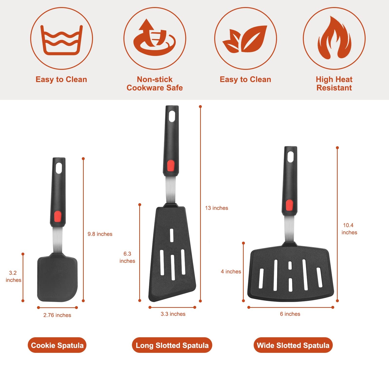 Hotec slotted spatula 600°F heat resistant for high-heat cooking.
