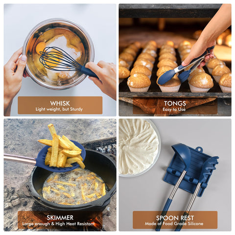 HOTEC slotted spatula enables safe turning without scratching cookware.