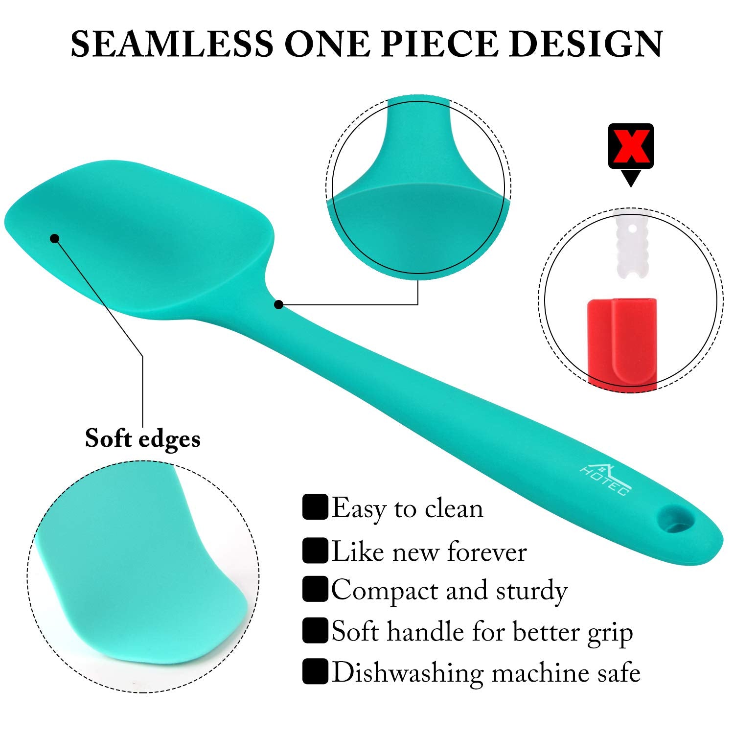 HOTEC soft-handle spatulas provide comfortable grip during stirring