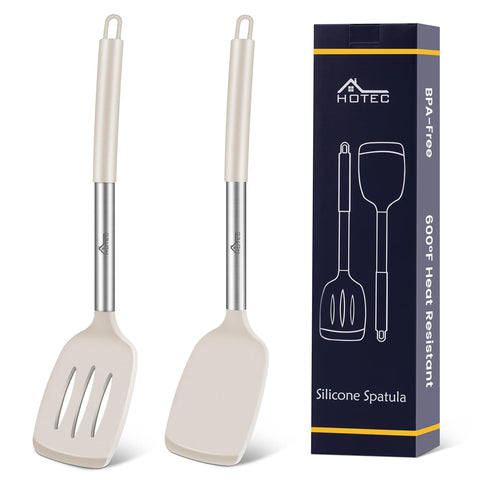 Hotec solid silicone spatula with stainless steel handle for precise flipping