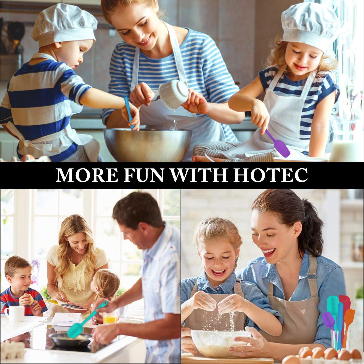 HOTEC spatula set includes multiple sizes for different tasks and cookware