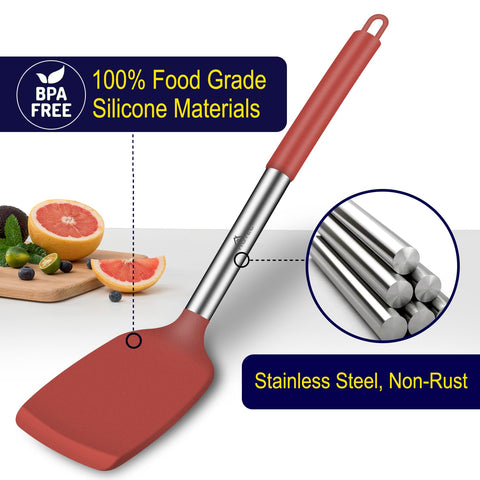HOTEC spatula with stainless steel handle provides steady cooking control