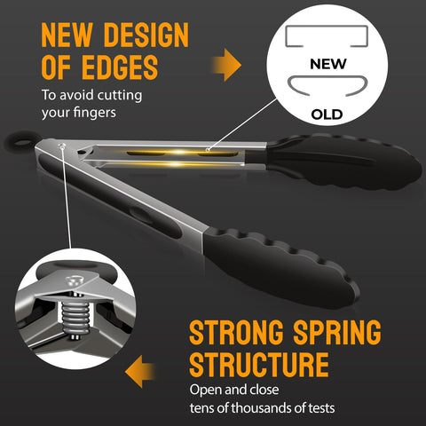 HOTEC 12-inch locking tongs with ring great for grilling and roasting.