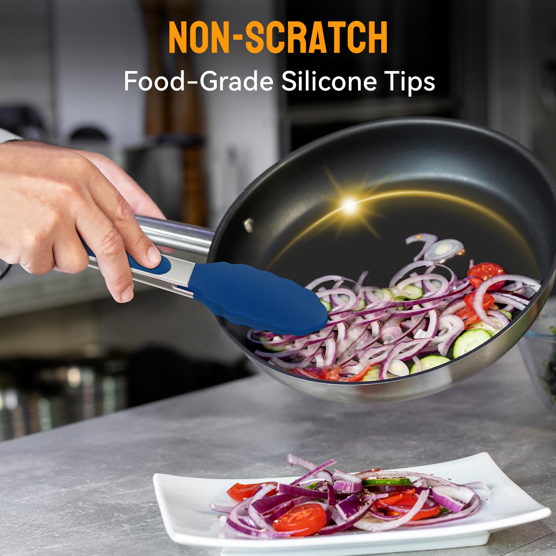 HOTEC locking tongs store neatly with hanging loop for space-saving storage