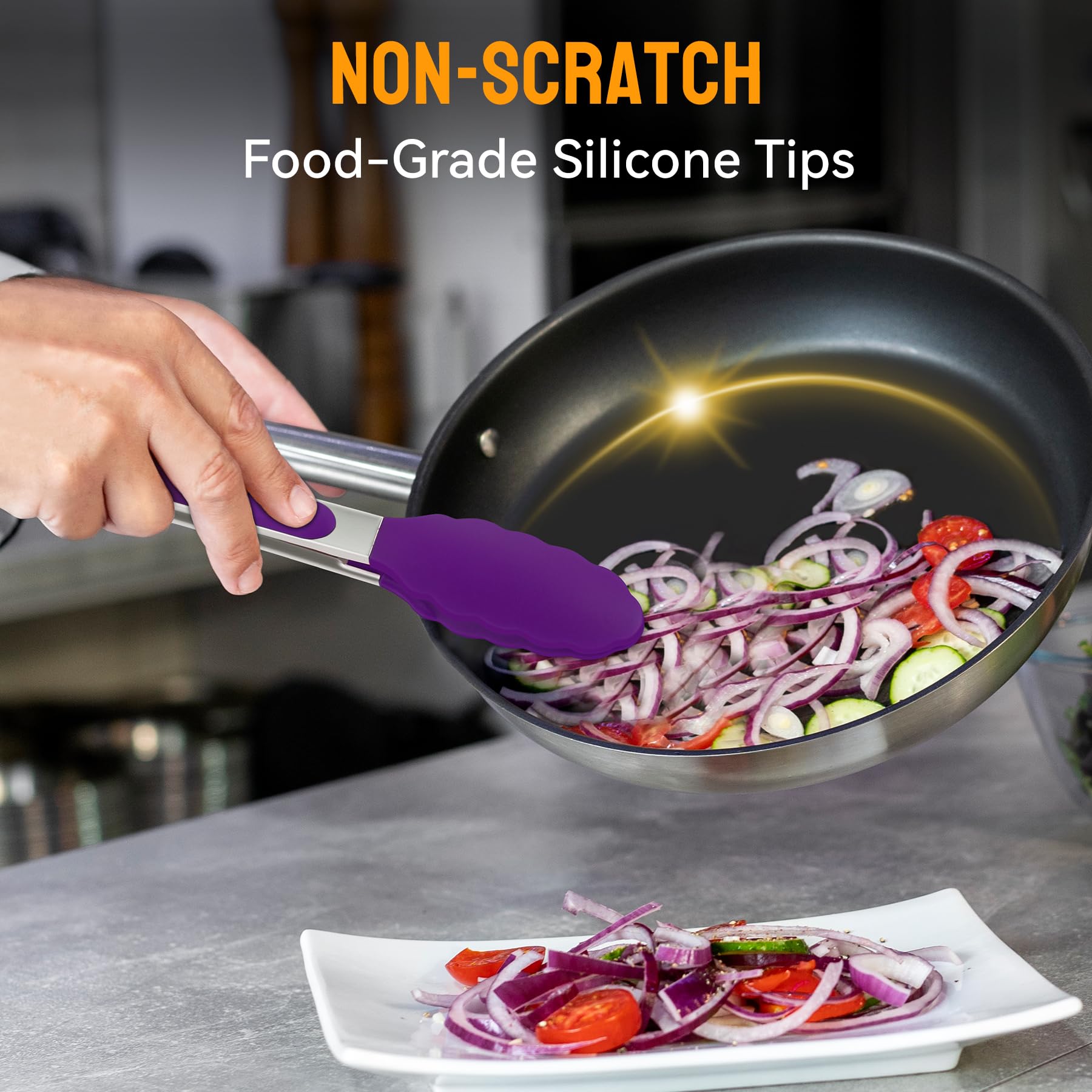 HOTEC silicone tips protect nonstick pans during turning and serving.