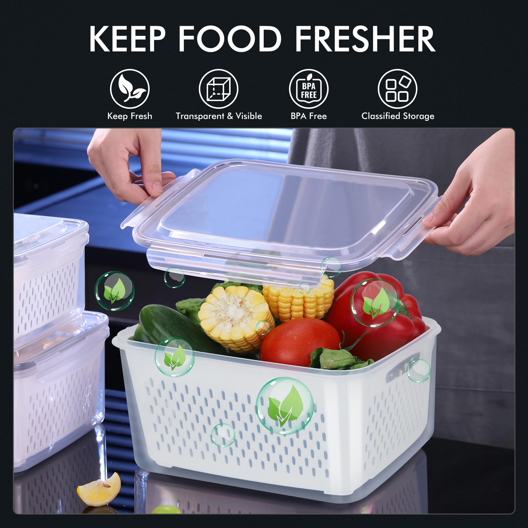 HOTEC BPA-free transparent plastic containers for easy visibility and safety.