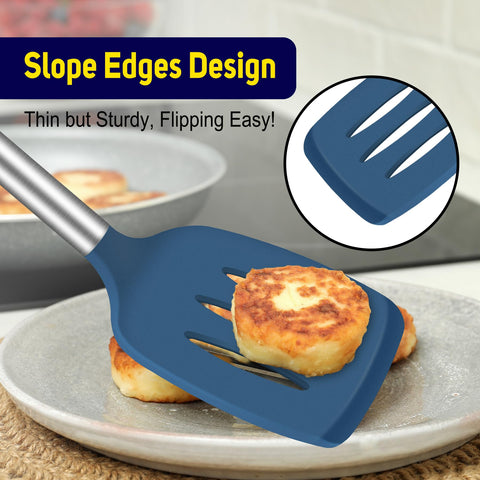 HOTEC blue heat-resistant spatula handling high temperatures up to 600°F