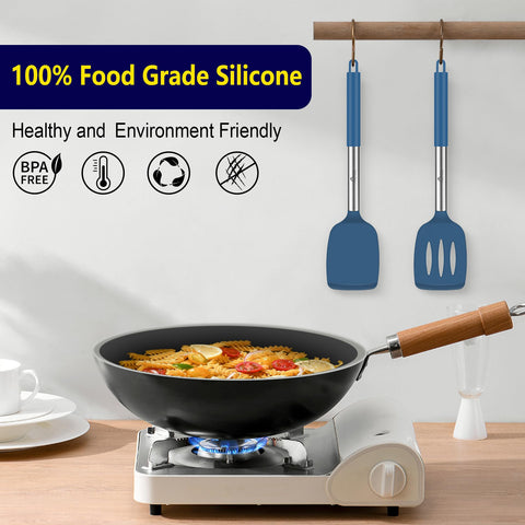 HOTEC blue spatula with hanging loop for compact storage and quick drying
