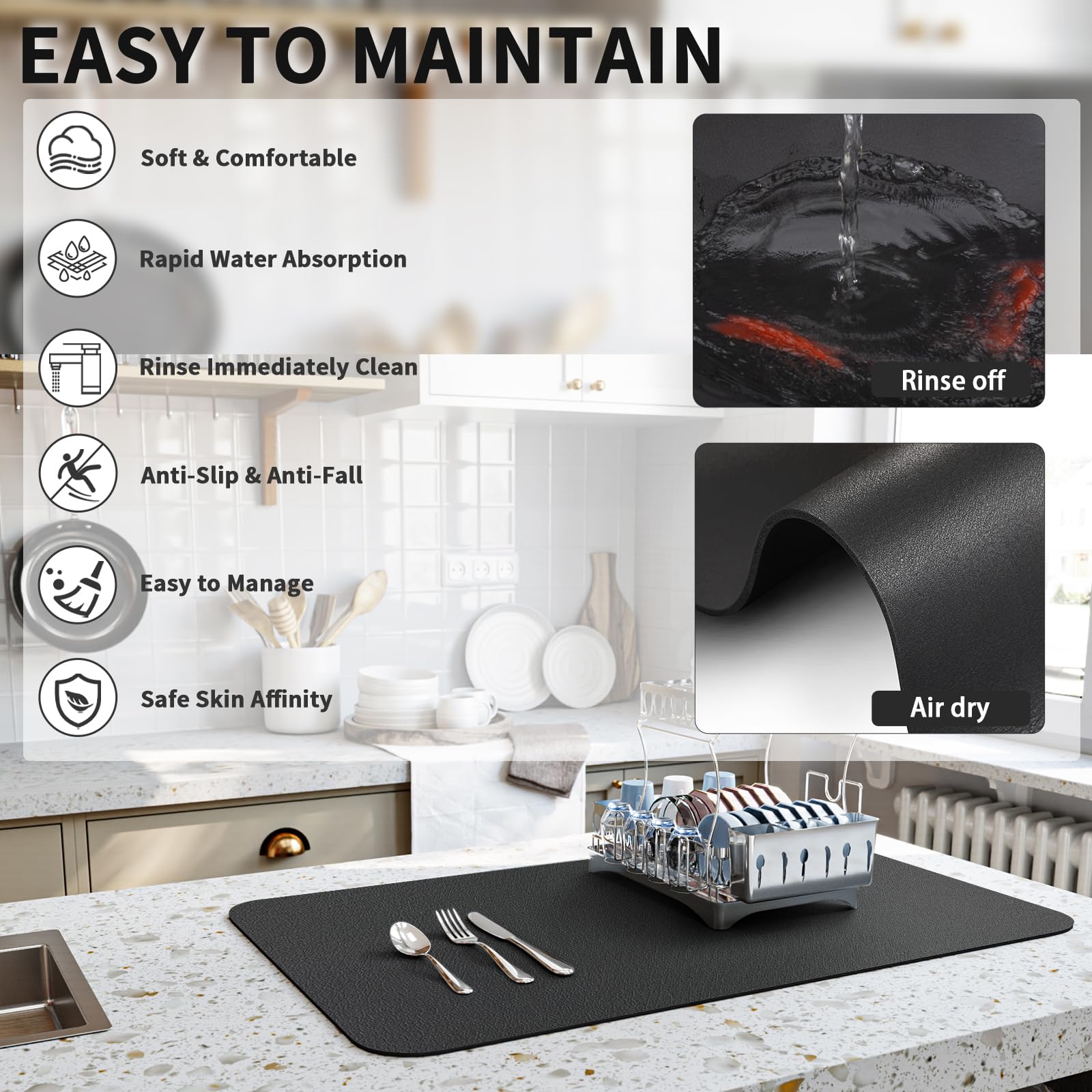 HotLive stain-hide mat keeps surface looking neat between cleanups.