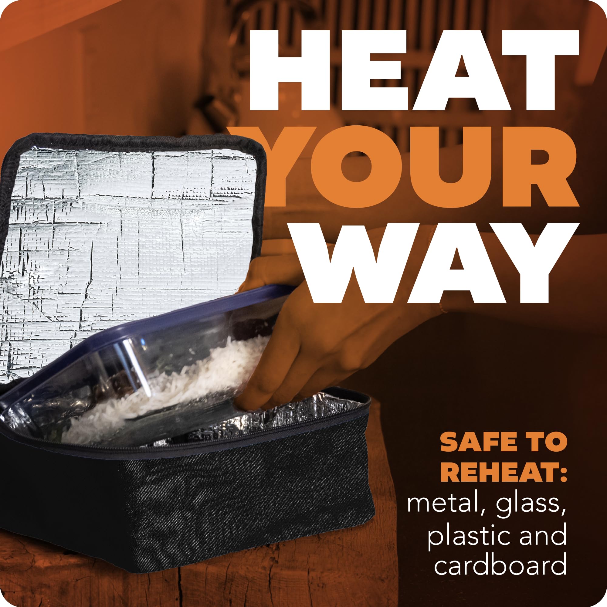 HOTLOGIC Mini container compatibility for everyday meals with diverse containers.