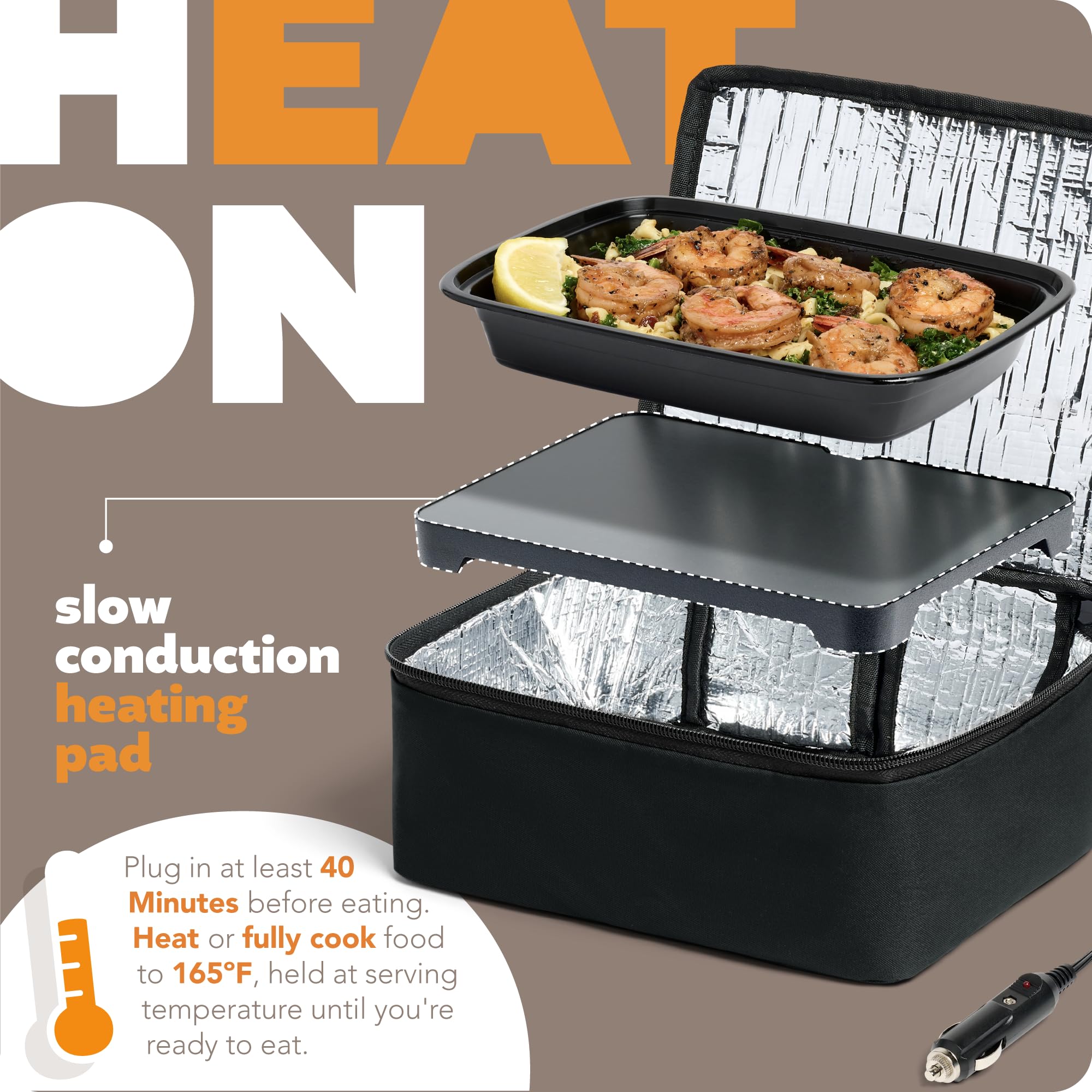 HotLogic Mini lunch box open to reveal ready-to-eat meals.
