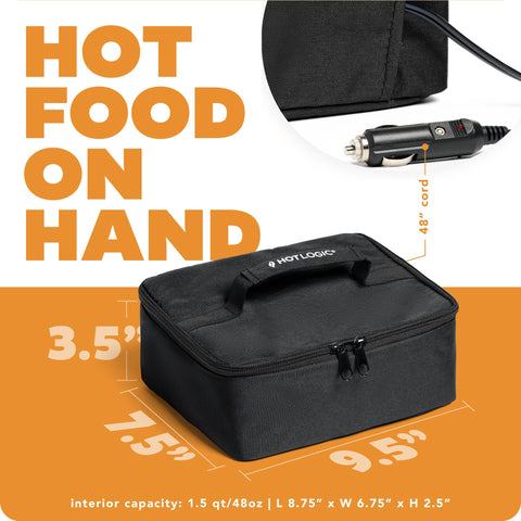 HotLogic Mini lunch box plugged in for convenient heating during the commute.