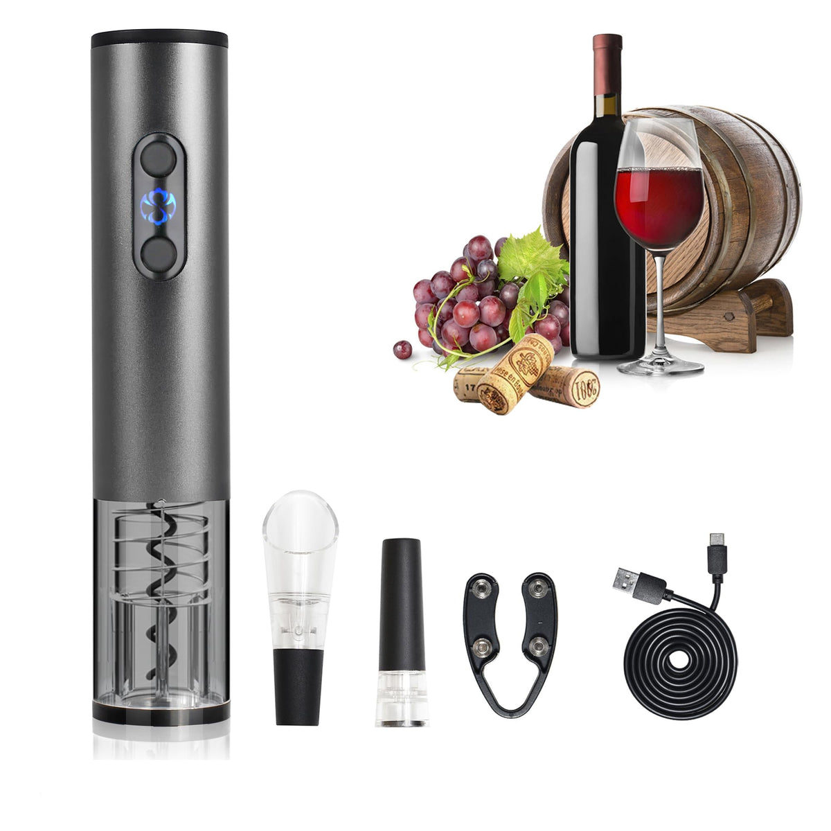 Hotool electric wine bottle opener uncorks bottles quickly and cleanly