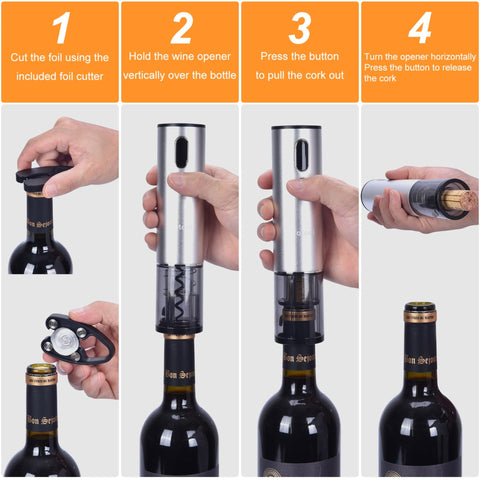Hotool electric wine opener cork removal demonstrating hands-free cork extraction