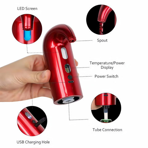 Hotool smart LED display shows temperature and battery for perfect serving control