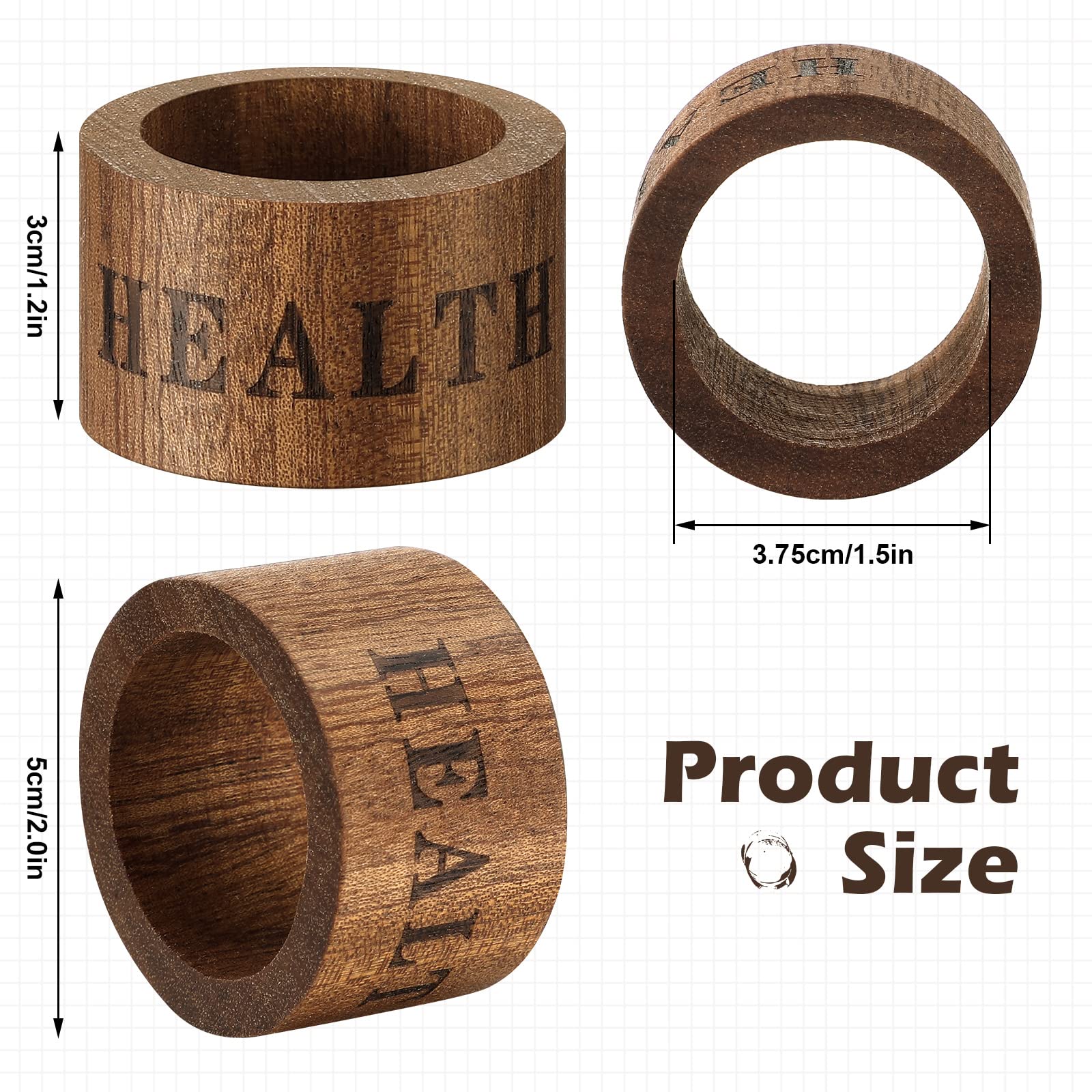 Hotop Christmas-design napkin rings six-piece set for holiday tables.