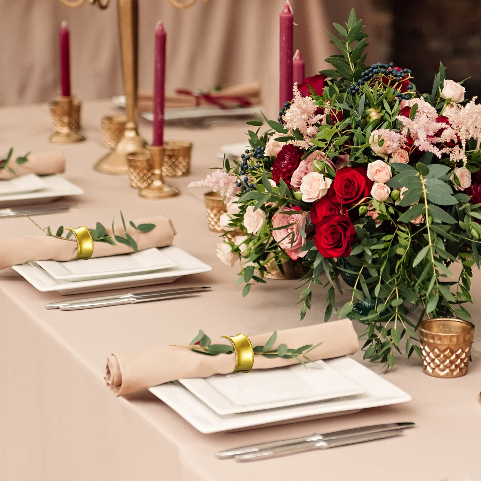 Hotop gold napkin rings used for Christmas dinner table