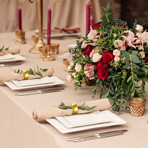 Hotop gold napkin rings used for Christmas dinner table