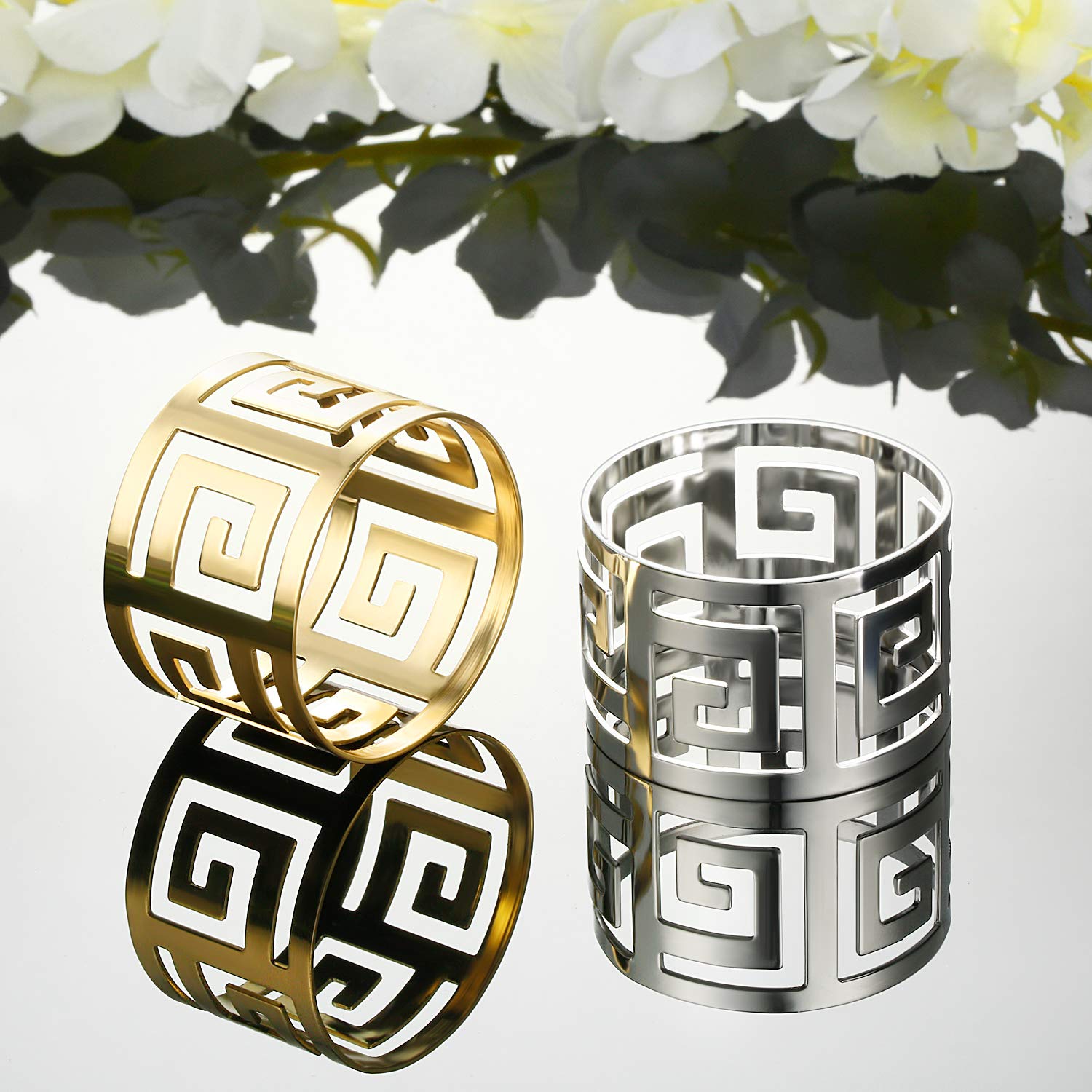 Hotop gold napkin rings durable alloy finish resists wear
