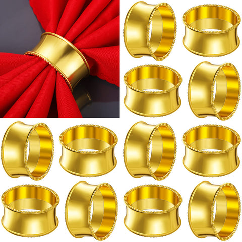 Hotop 8-pack gold napkin rings with beaded rim for elegant table decor