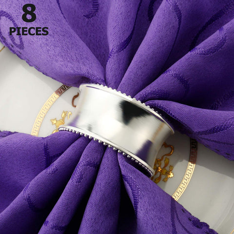 Hotop beaded silver napkin rings add elegant sparkle to formal table settings.