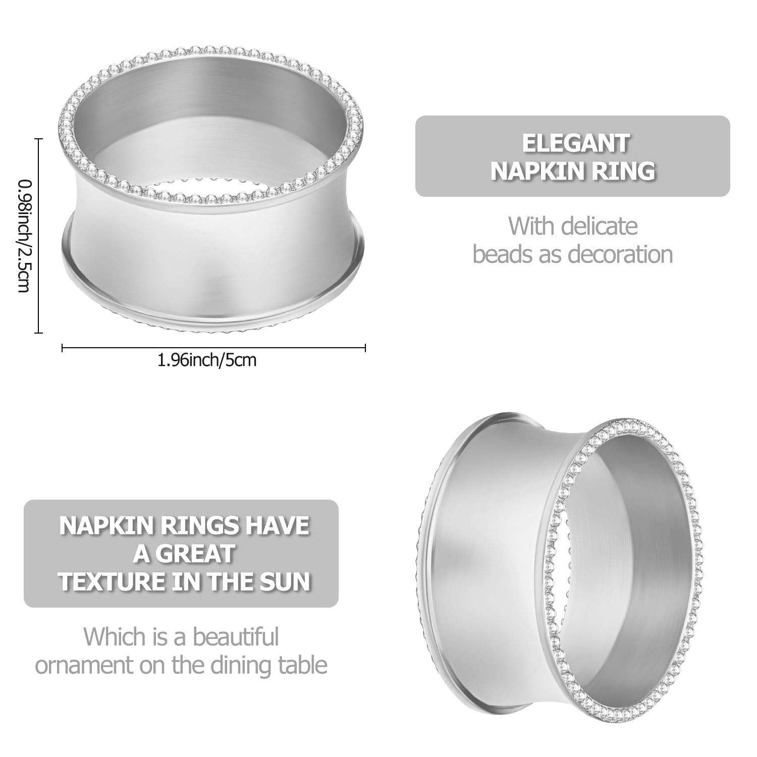 Hotop silver rings brighten Christmas table settings with classy accents.