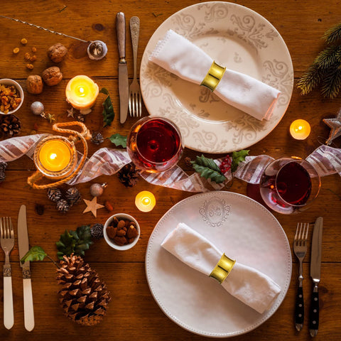 Hotop beaded-rim napkin rings add luxury detail to dining setup