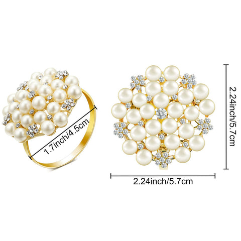 Hotop pearl flower napkin ring set for upscale table decor at banquets