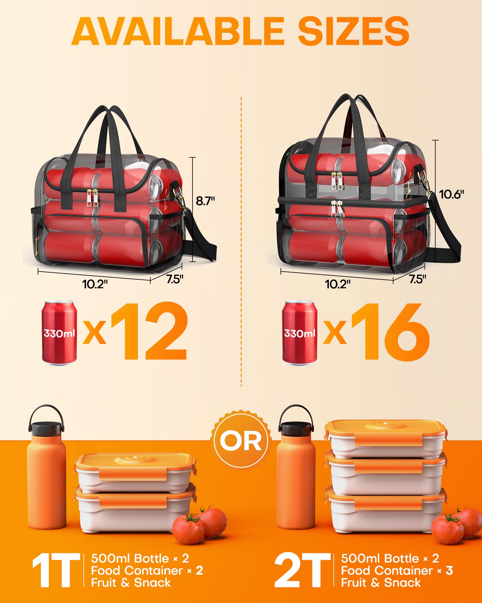 HOTOR lunch bag adjustable-strap enables hands-free carrying