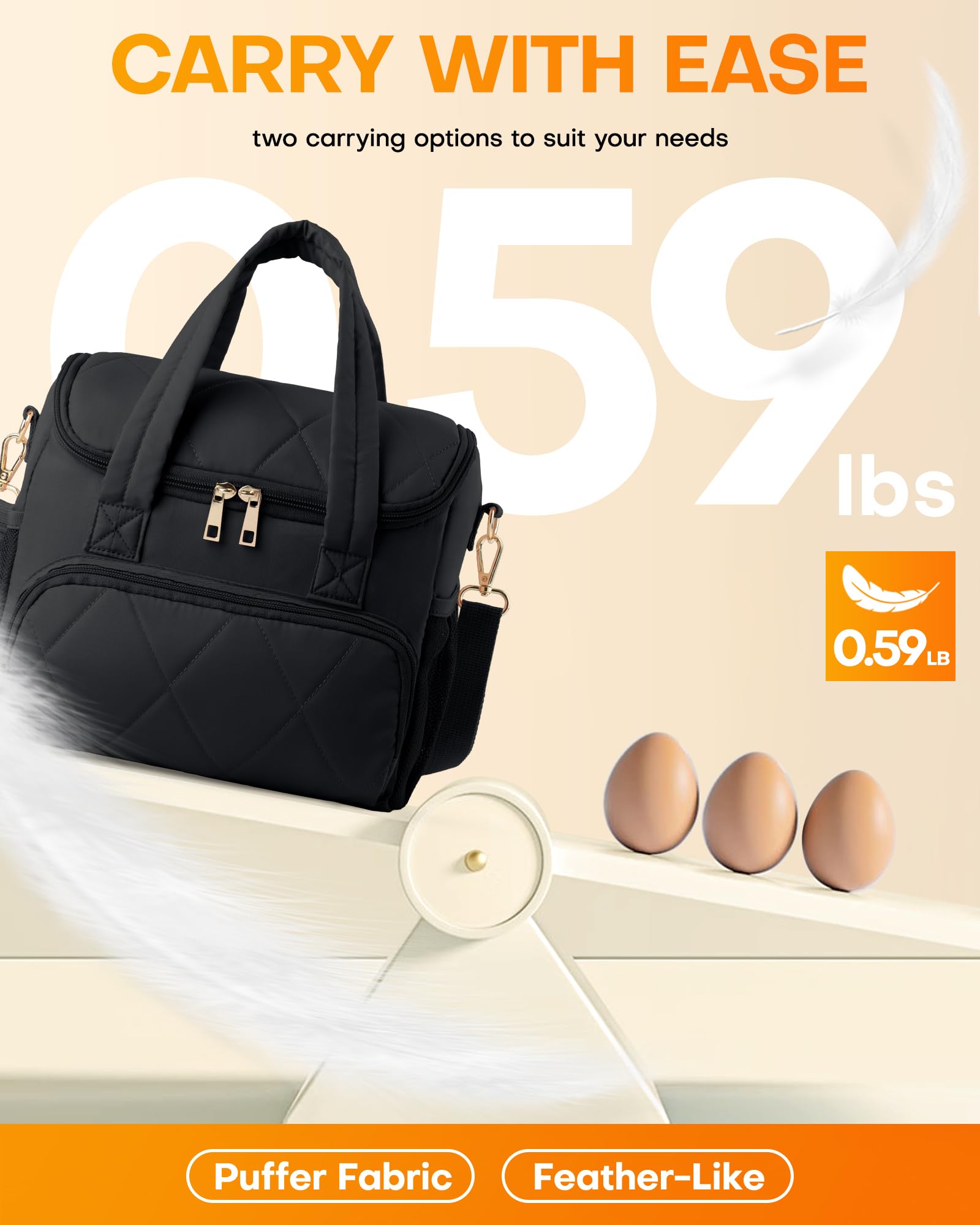 HOTOR lunch bag padded-handles provide a comfortable grip