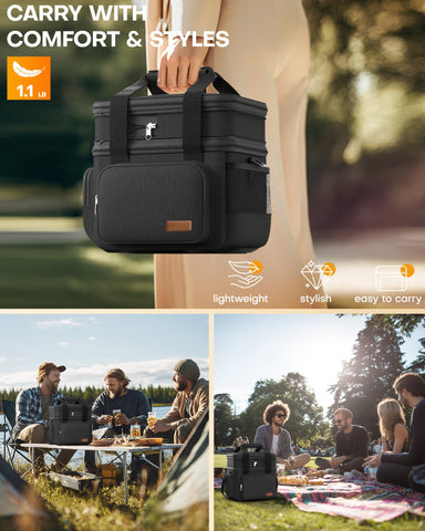 HOTOR 17L capacity fits multiple meals and drinks for outings.