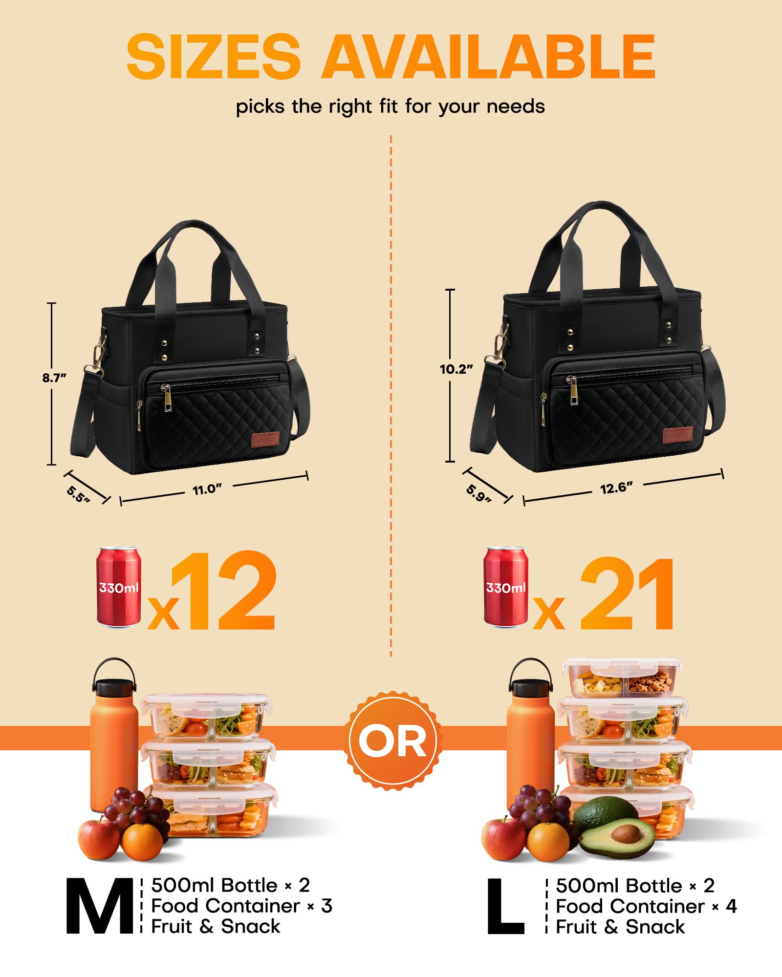 HOTOR lunch box uses Oxford cloth for durability against scratches and wear.