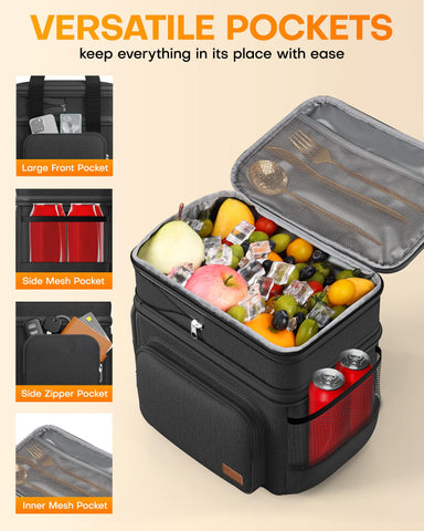 HOTOR lunch box with adjustable strap offers hands-free carrying.