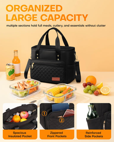 HOTOR lunch box front pocket keeps utensils and napkins within easy reach.