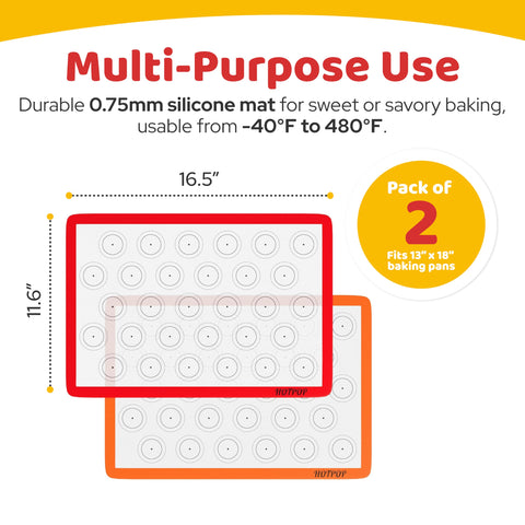 HotPOP 2-pack silicone baking sheet quarter size for versatile baking without sticking
