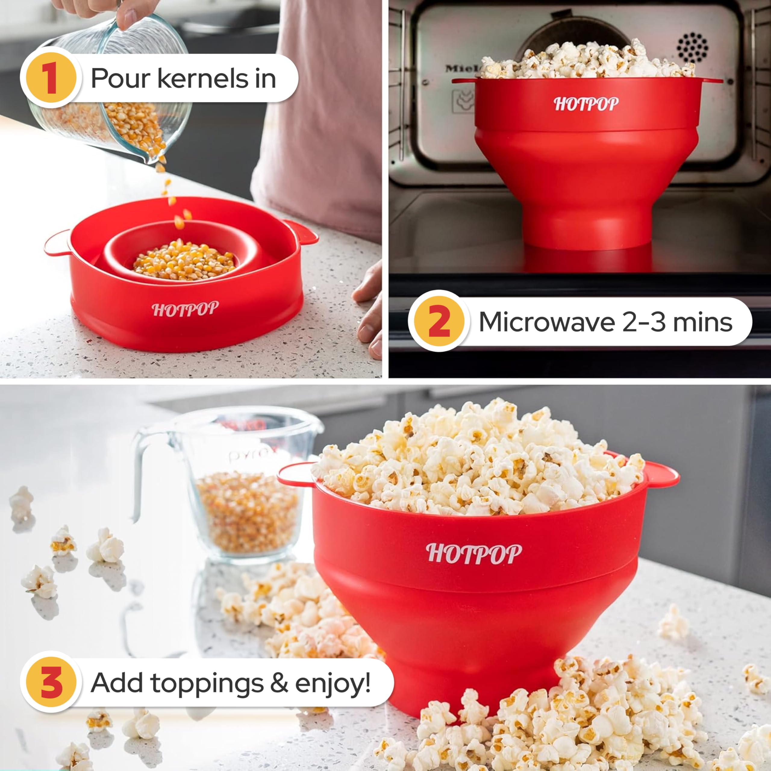 HOTPOP collapsible bowl folded for compact storage in small kitchens.