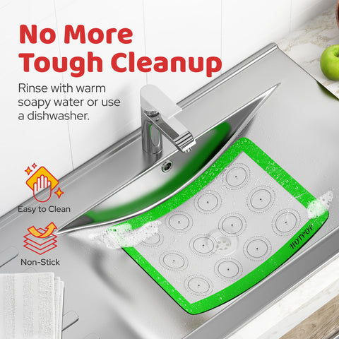 HOTPOP mats store flat or rolled, saving kitchen space after every bake.