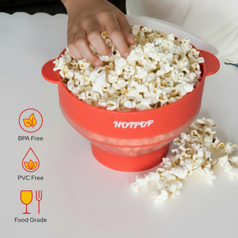 HOTPOP large-capacity popper supports up to 15 cups of popcorn in minutes.