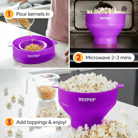Hotpop microwave popcorn popper ready for quick, flavorful snacks.