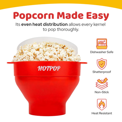HOTPOP popcorn popping in the microwave for fast, convenient snacking.