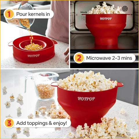 HotPOP popcorn maker offers 15-cup capacity for family movie nights.